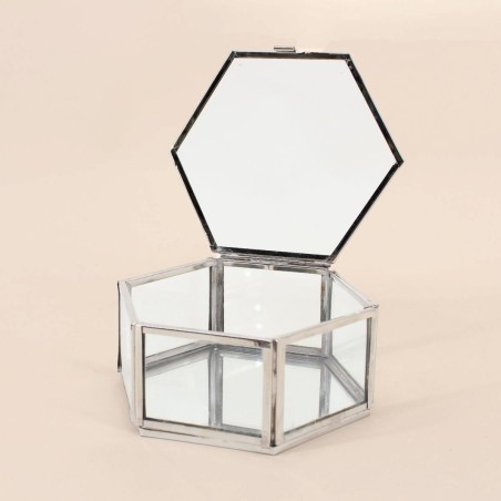 Boite hexagonale en verre transparent 12x11cm | Hashtag Déco
