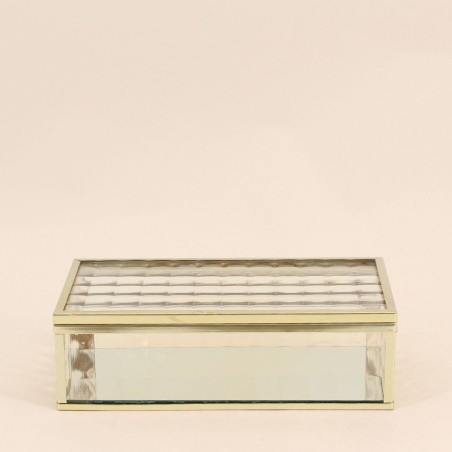Boite en verre et métal doré 18x10cm | Hashtag Déco