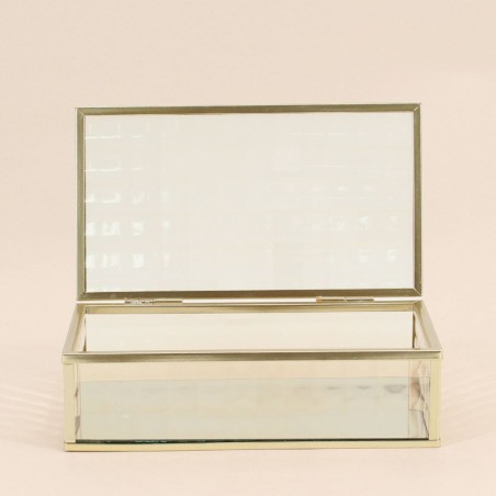 Boite en verre et métal doré 18x10cm | Hashtag Déco