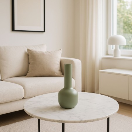 Vase tube métal vert 23cm, design unique | Hashtag Déco