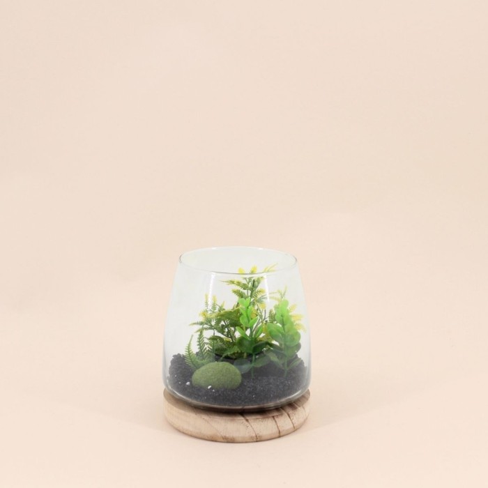 Plante artificielle en verre verte 16x13,5cm | Hashtag Déco