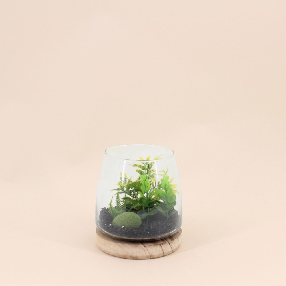 Plante artificielle en verre verte 16x13,5cm | Hashtag Déco