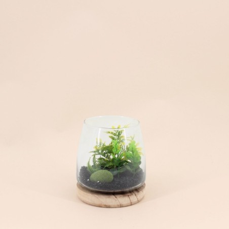 Plante artificielle en verre verte 16x13,5cm | Hashtag Déco
