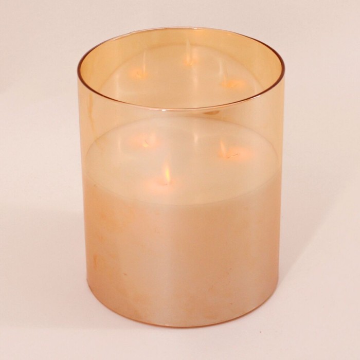 Bougie led 3 flammes cire blanche 18cm | Hashtag Déco
