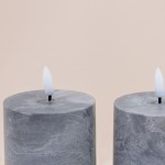Set de 2 bougies led grises en cire 7,5x10cm | Has
