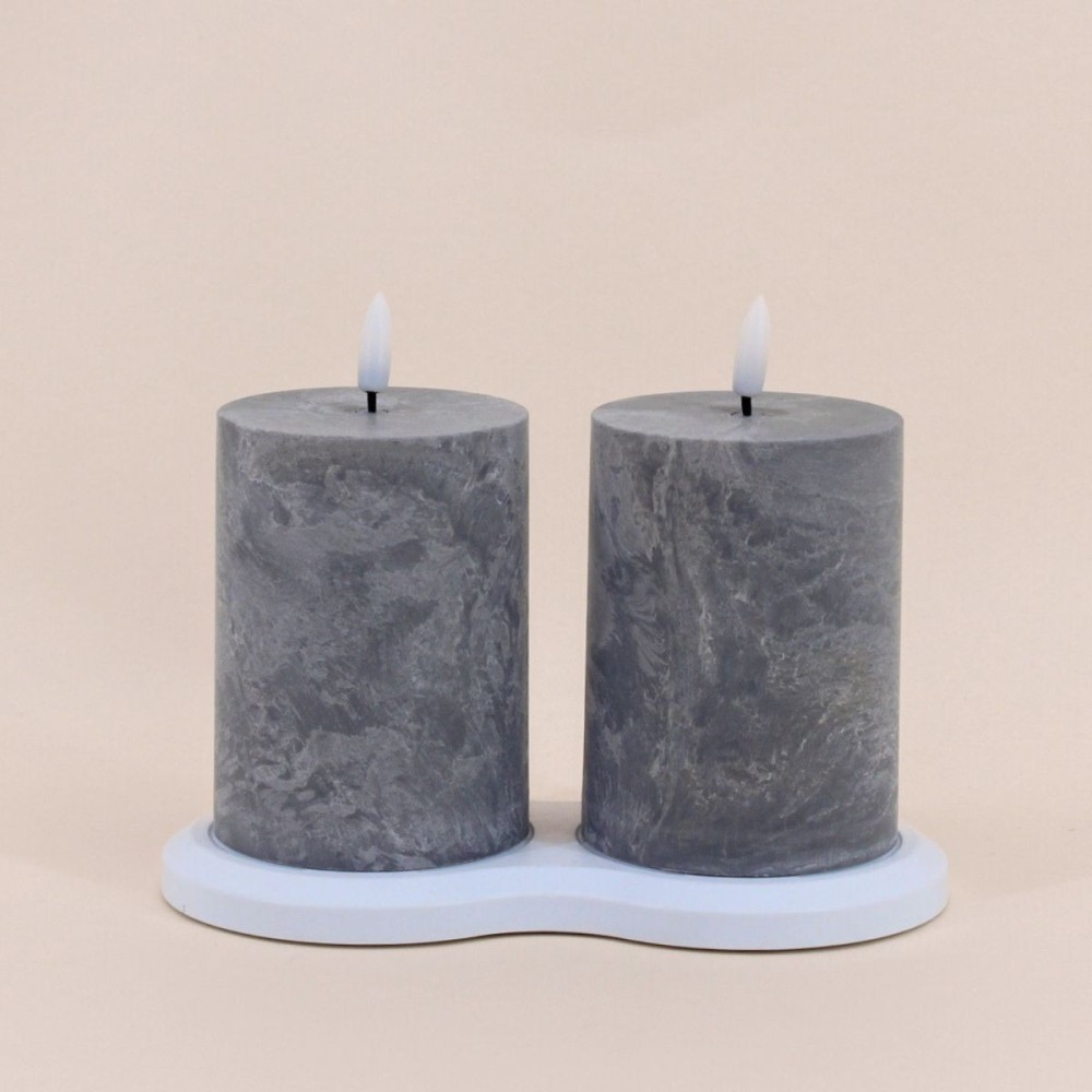 Set de 2 bougies led grises en cire 7,5x10cm | Has