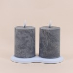Set de 2 bougies led grises en cire 7,5x10cm | Has