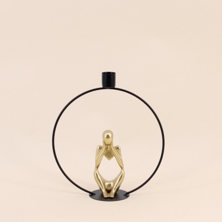 Bougeoir design rond 22cm en métal doré | Hashtag Déco