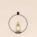 Bougeoir design rond 22cm en métal doré | Hashtag Déco