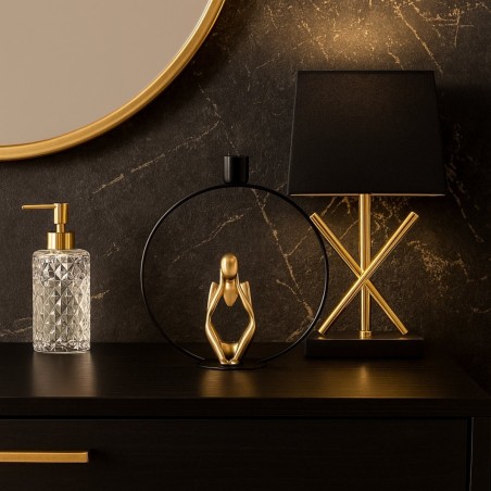 Bougeoir design rond 22cm en métal doré | Hashtag Déco
