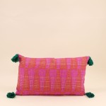 Coussin extérieur rose et orange coton 30x50 cm | Hashtag Déco