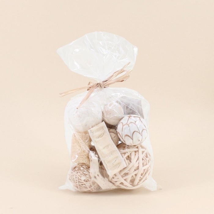 Set fleurs séchées et boules en bois naturel | Hashtag Déco