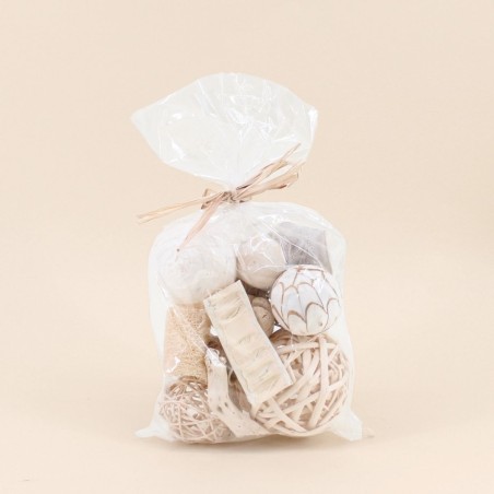 Set fleurs séchées et boules en bois naturel | Hashtag Déco