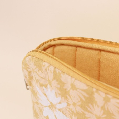 Étui tablette tissu fleuri jaune 33x23 cm | Hashtag Déco