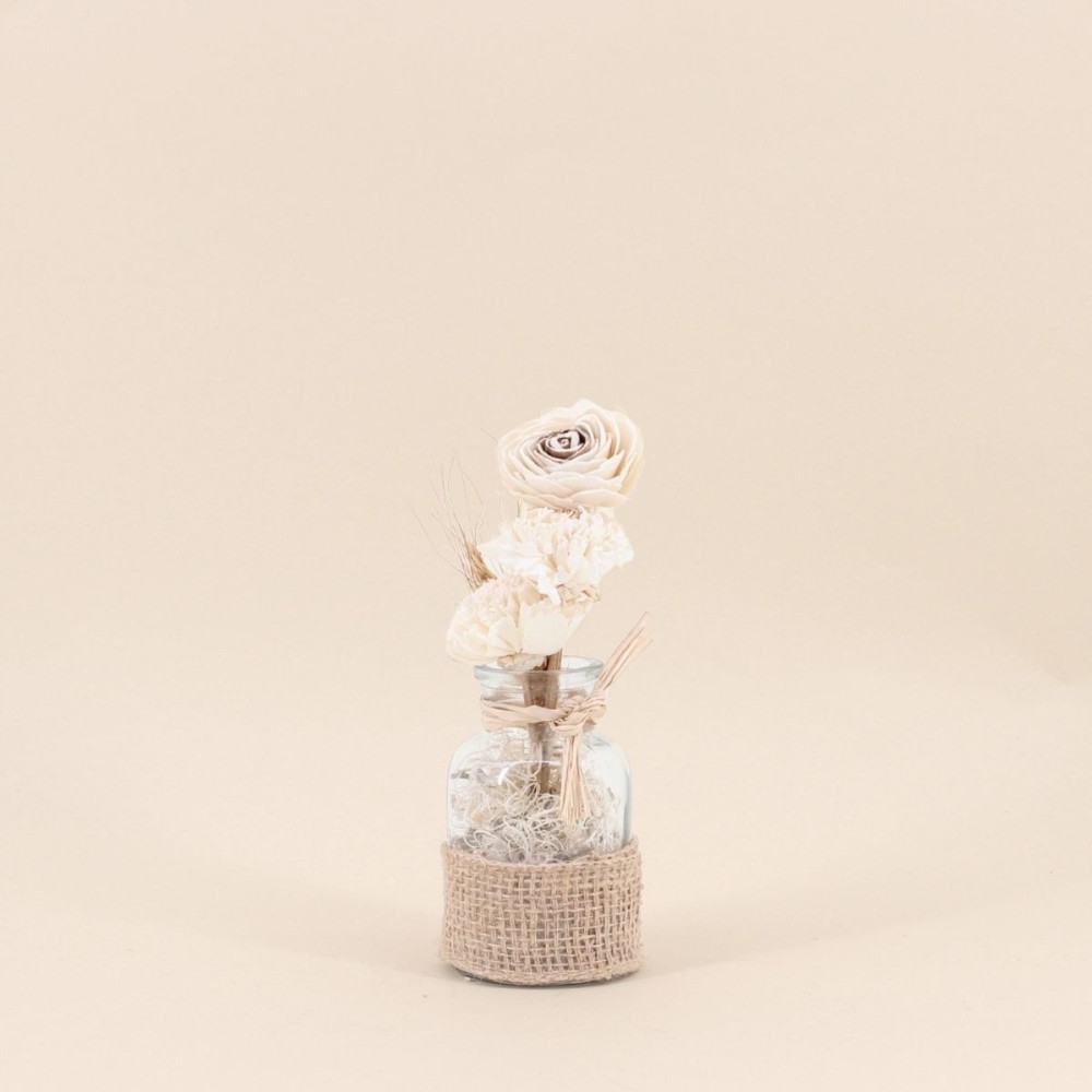 Vase avec fleurs séchées 25cm en céramique beige | Hashtag Déco