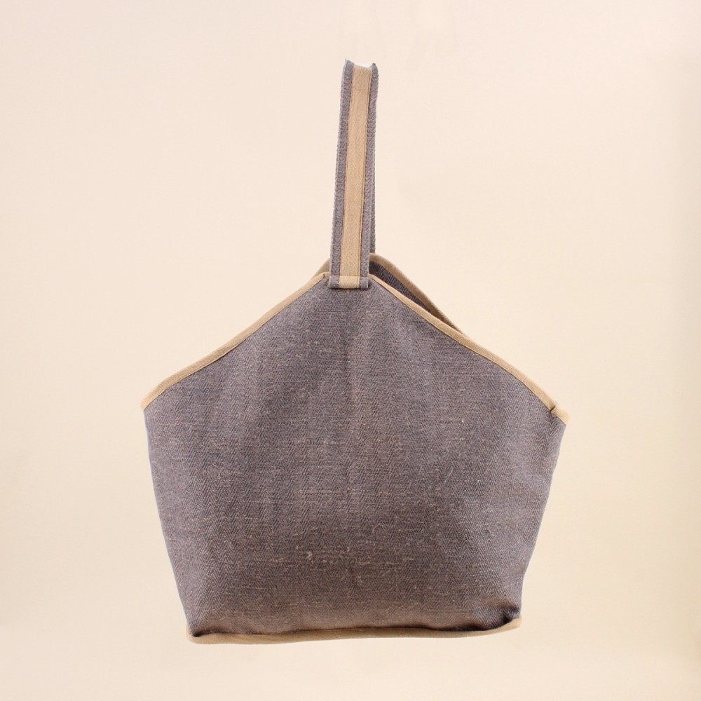 Panier rangement bûches tissu gris | Hashtag Déco