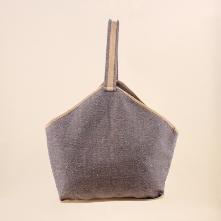 Panier rangement bûches tissu gris | Hashtag Déco