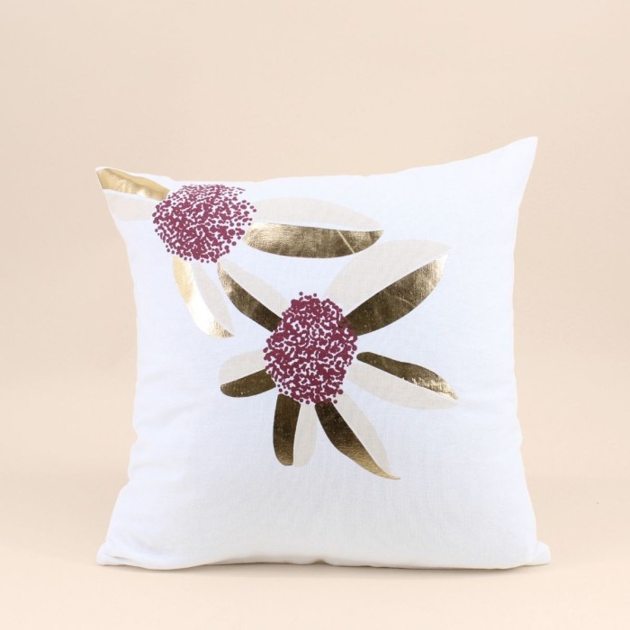Coussin fleurs 40x40 cm coton bleu | Hashtag Déco