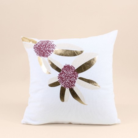 Coussin fleurs 40x40 cm coton bleu | Hashtag Déco