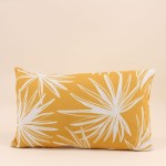 Coussin extérieur jaune feuillage 50x30cm tissu | Hashtag Déco