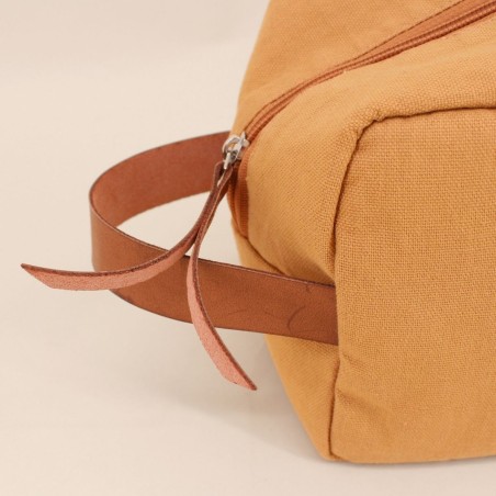 Trousse de toilette camel en coton 23x14cm | Hashtag Déco