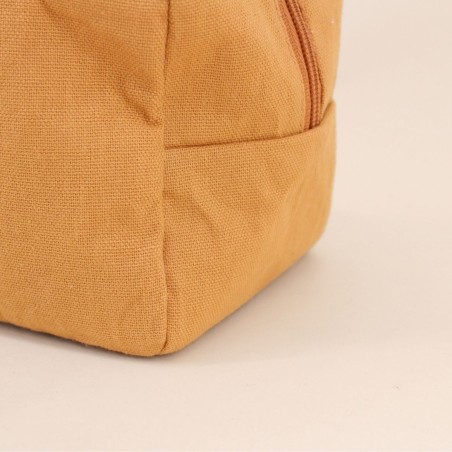 Trousse de toilette camel en coton 23x14cm | Hashtag Déco