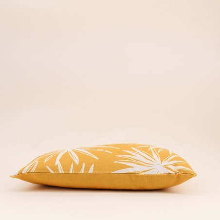 Coussin extérieur jaune feuillage 50x30cm tissu | Hashtag Déco