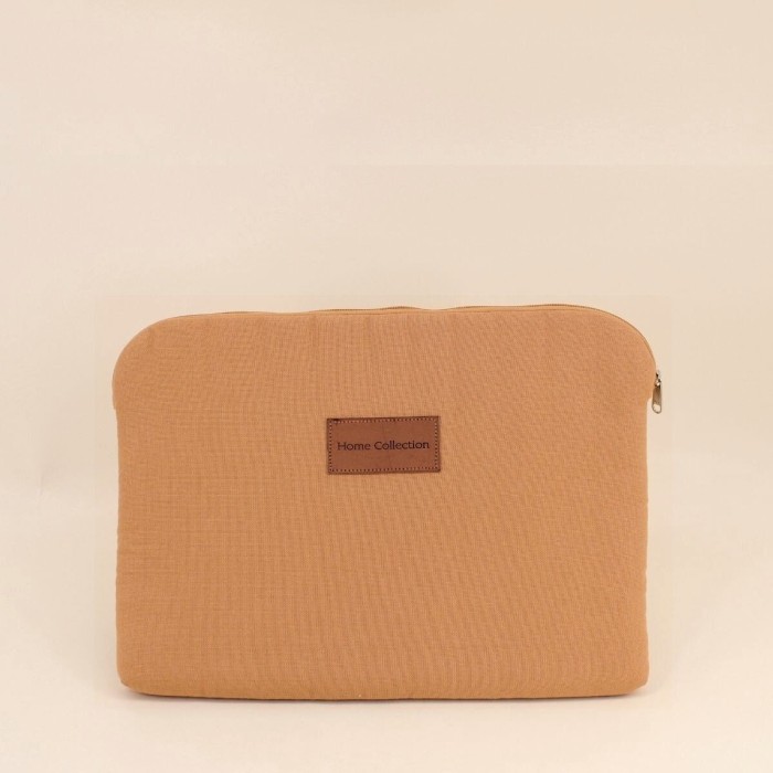 Pochette ordinateur tissu camel 39x28cm | Hashtag Déco