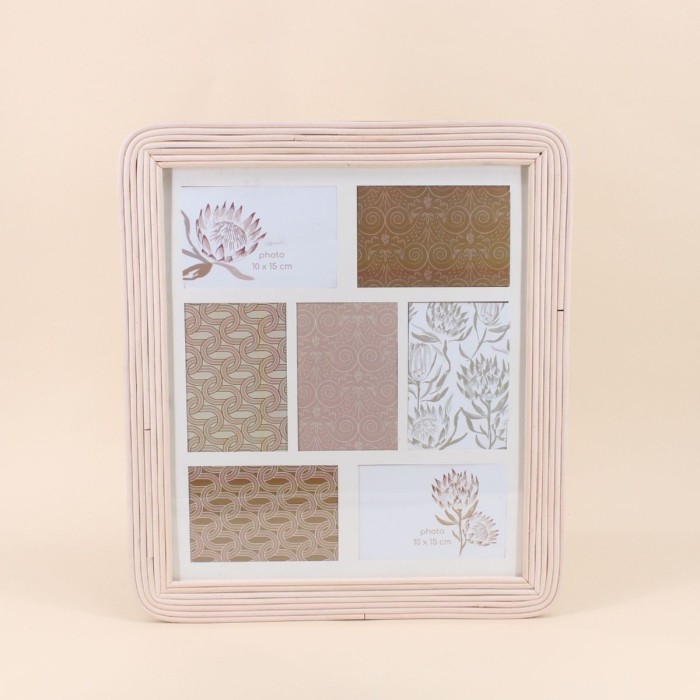 Cadre photo 7 vues en rotin naturel 45x50cm | Hashtag Déco