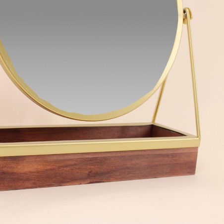 Miroir à poser bois clair avec plateau bijoux | Hashtag Déco