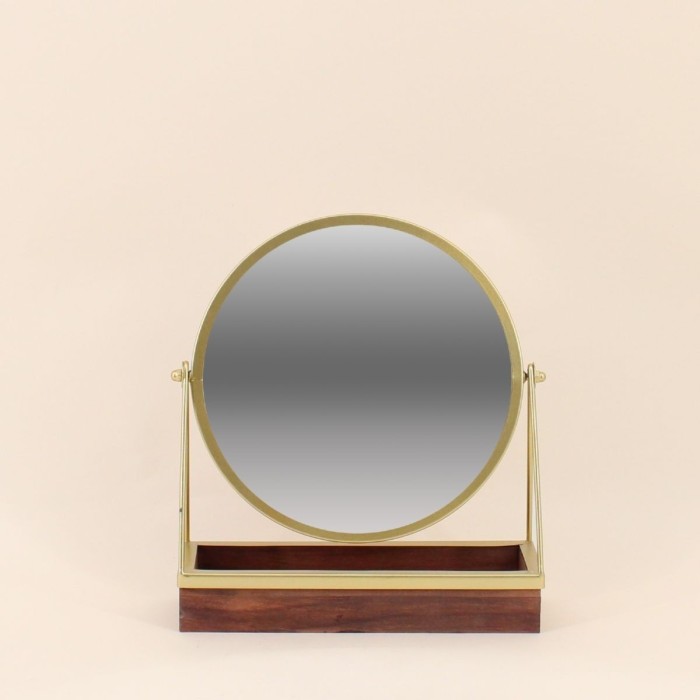 Miroir à poser bois clair avec plateau bijoux | Hashtag Déco