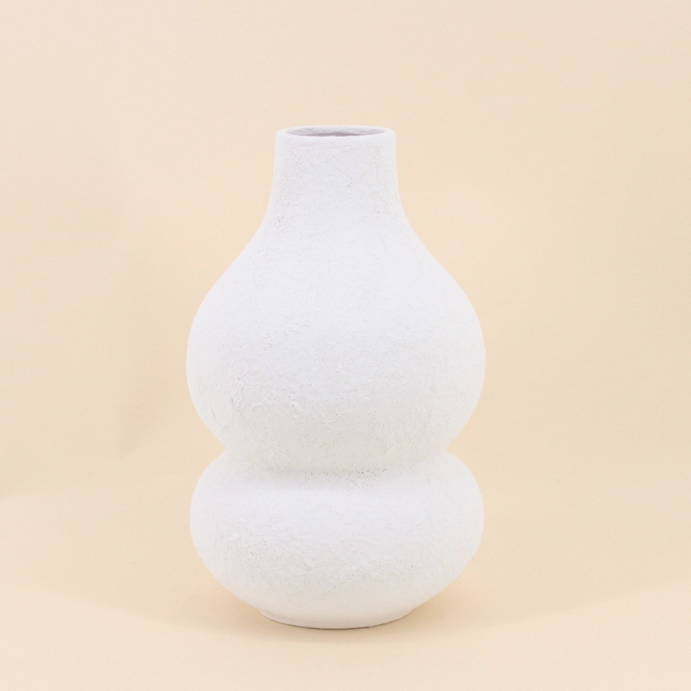 Vase design texturé céramique blanc 31cm | Hashtag Déco