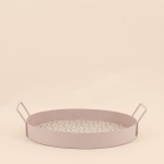 Plateau rond motifs bois clair avec poignées | Hashtag Déco