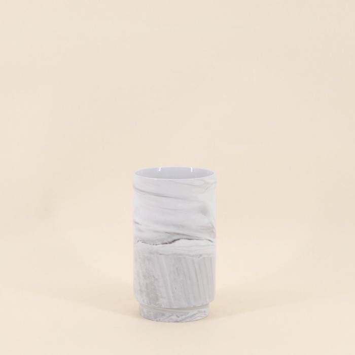Vase en céramique marbre blanc 15cm | Hashtag Déco