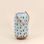 Lanterne en céramique verte 25cm, style moderne | Hashtag Déco