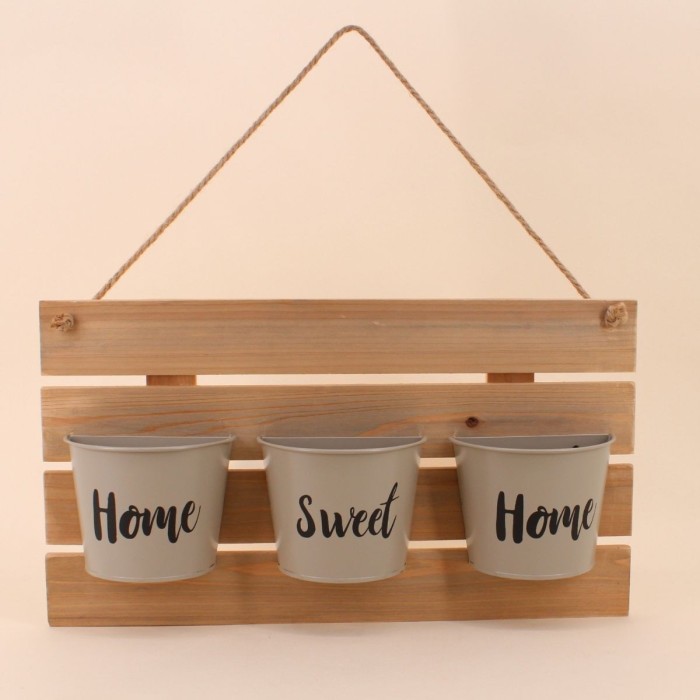 Set 3 cache-pots muraux bois et métal | Hashtag Déco