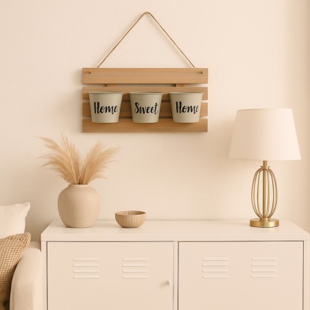 Set 3 cache-pots muraux bois et métal | Hashtag Déco