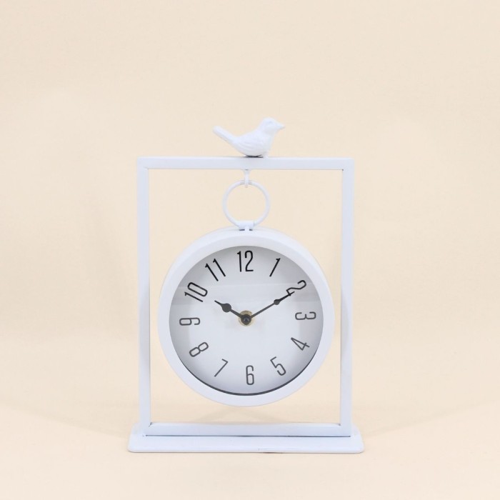 Horloge à poser métal blanc 27cm élégante | Hashtag Déco