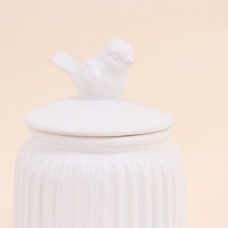 Pot avec couvercle céramique blanche 15cm | Hashtag Déco