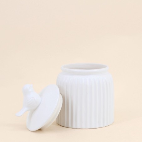 Pot avec couvercle céramique blanche 15cm | Hashtag Déco