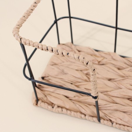 Étagère murale corde et métal 55cm noire | Hashtag Déco