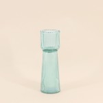 Bougeoir en verre strié vert 23cm | Hashtag Déco