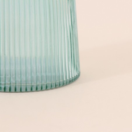 Bougeoir en verre strié vert 23cm | Hashtag Déco