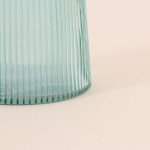 Bougeoir en verre strié vert 23cm | Hashtag Déco