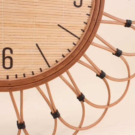 Horloge en rotin naturel 60cm | Hashtag Déco