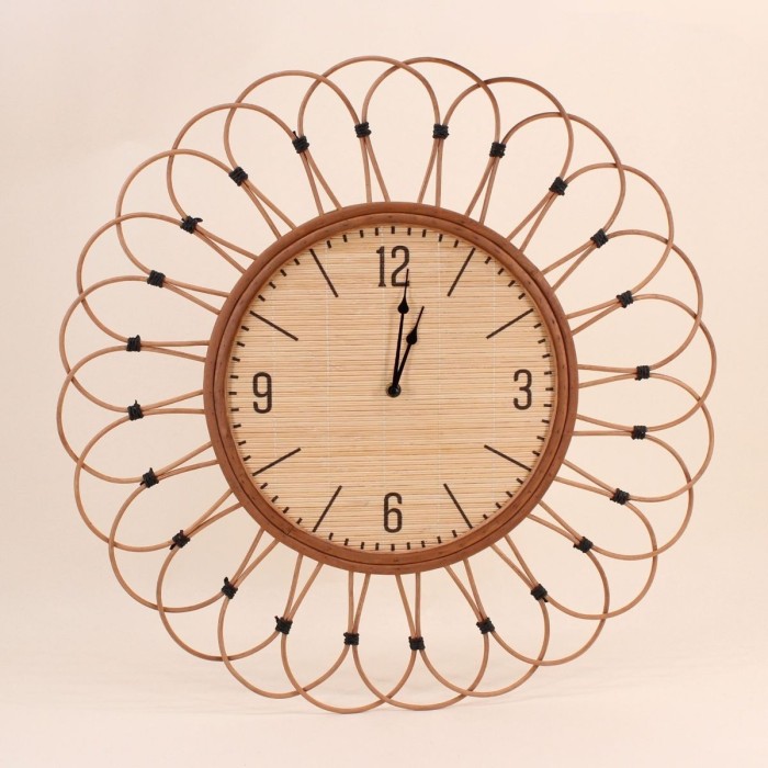 Horloge en rotin naturel 60cm | Hashtag Déco