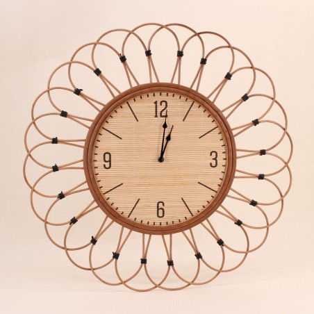 Horloge en rotin naturel 60cm | Hashtag Déco