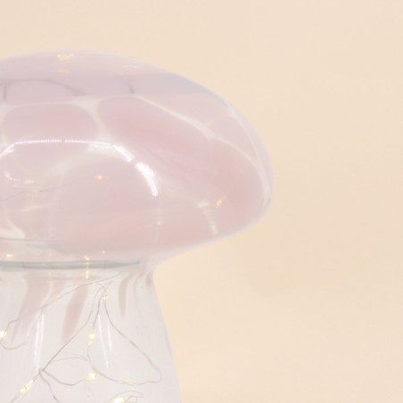Lampe LED champignon verre rose 18cm | Hashtag Déco