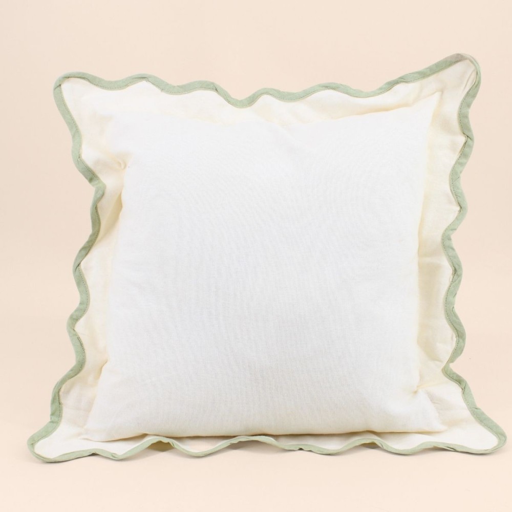 Coussin beige coton vagues 40x40 cm | Hashtag Déco
