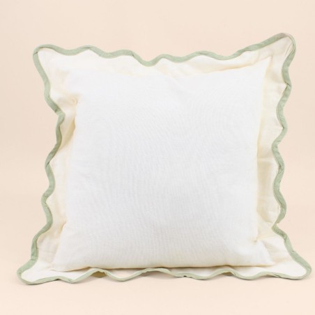Coussin beige coton vagues 40x40 cm | Hashtag Déco